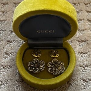 Gucci Gold and Silver Floral Earrings